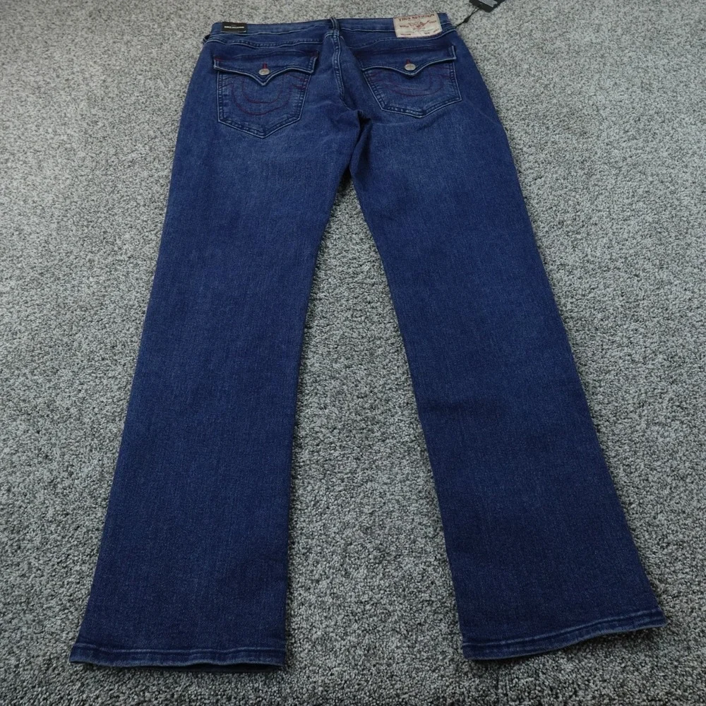NEW True Religion Jeans Mens 34X32 Dark Blue Denim Ricky Relaxed Straight Pants